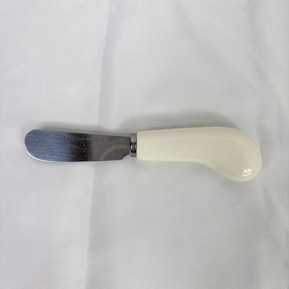 Knobler Stainless Japan Spreader With White Ceramic Handle, vintage, kitchen